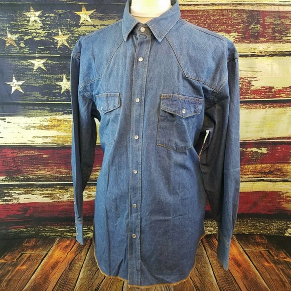 Wyoming Traders Shirts Wyoming Traders Mens Denim Western Oversized